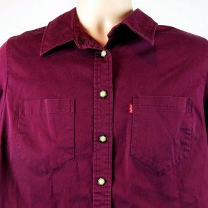 Levis Red Tab Western Shirt Size 1X Maroon Pearl-Like Snaps Salesman's Sample